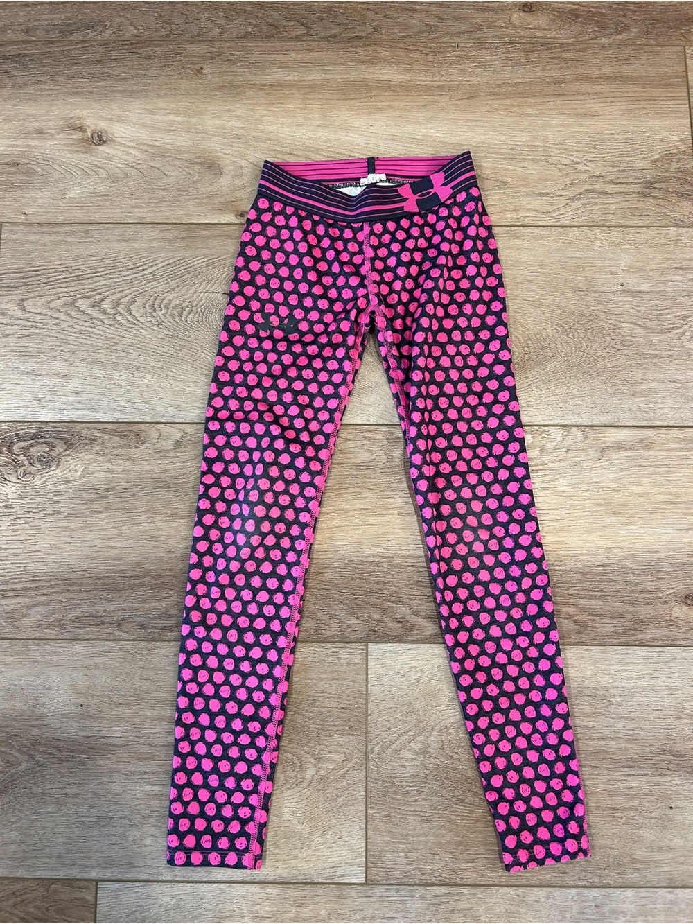 Under Armour Girls' Pink Polka Dot Performance Leggings 7/8u